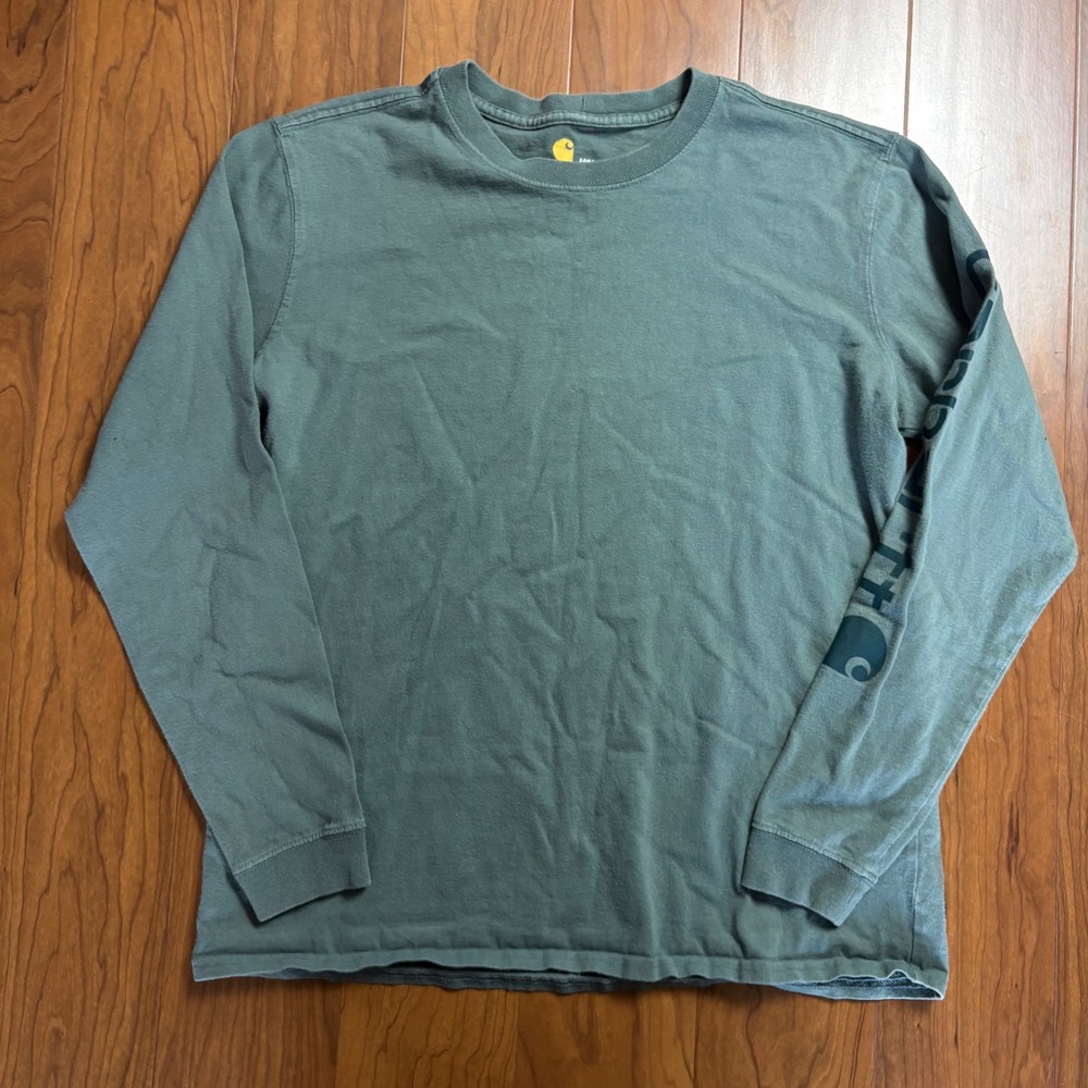Carhartt Boys Green Long Sleeve Graphic Logo T-Shirt Size Medium 8/10 103401 G02